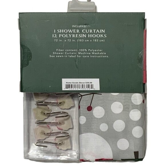 Christmas Bath Snowman Santa Fabric Shower Curtain 72 x 72 Hook Set Grey 13 PC - Picture 2 of 15